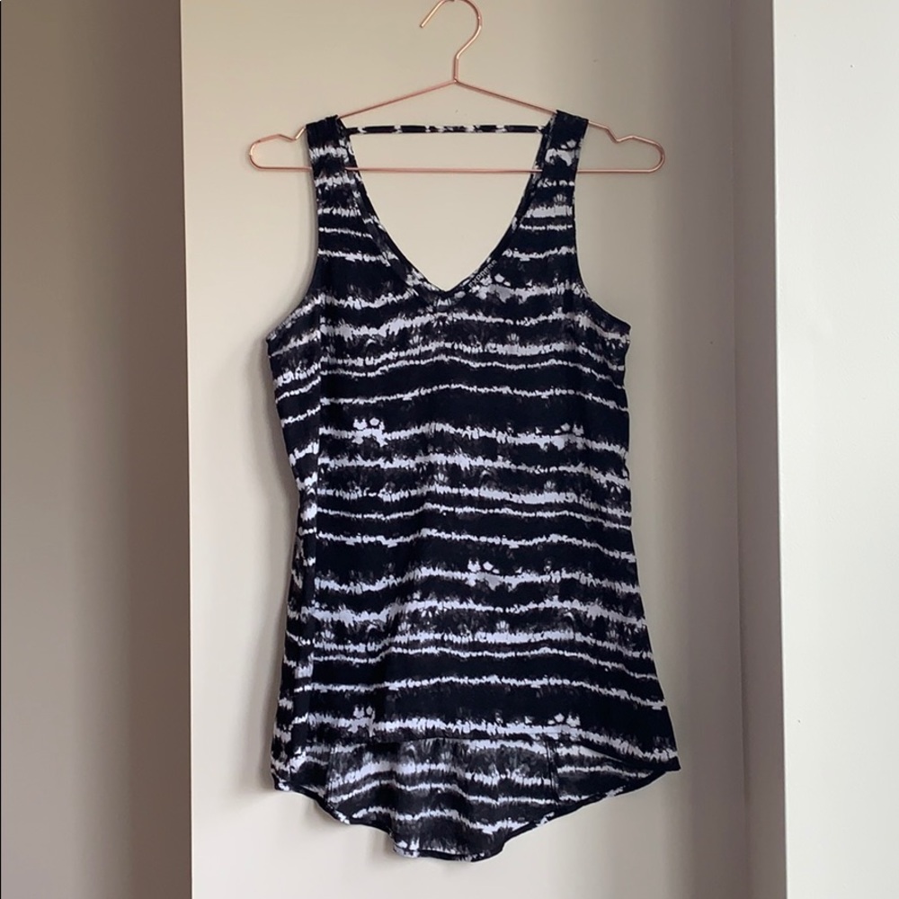 Black and White Tie Dye Chiffon Tank